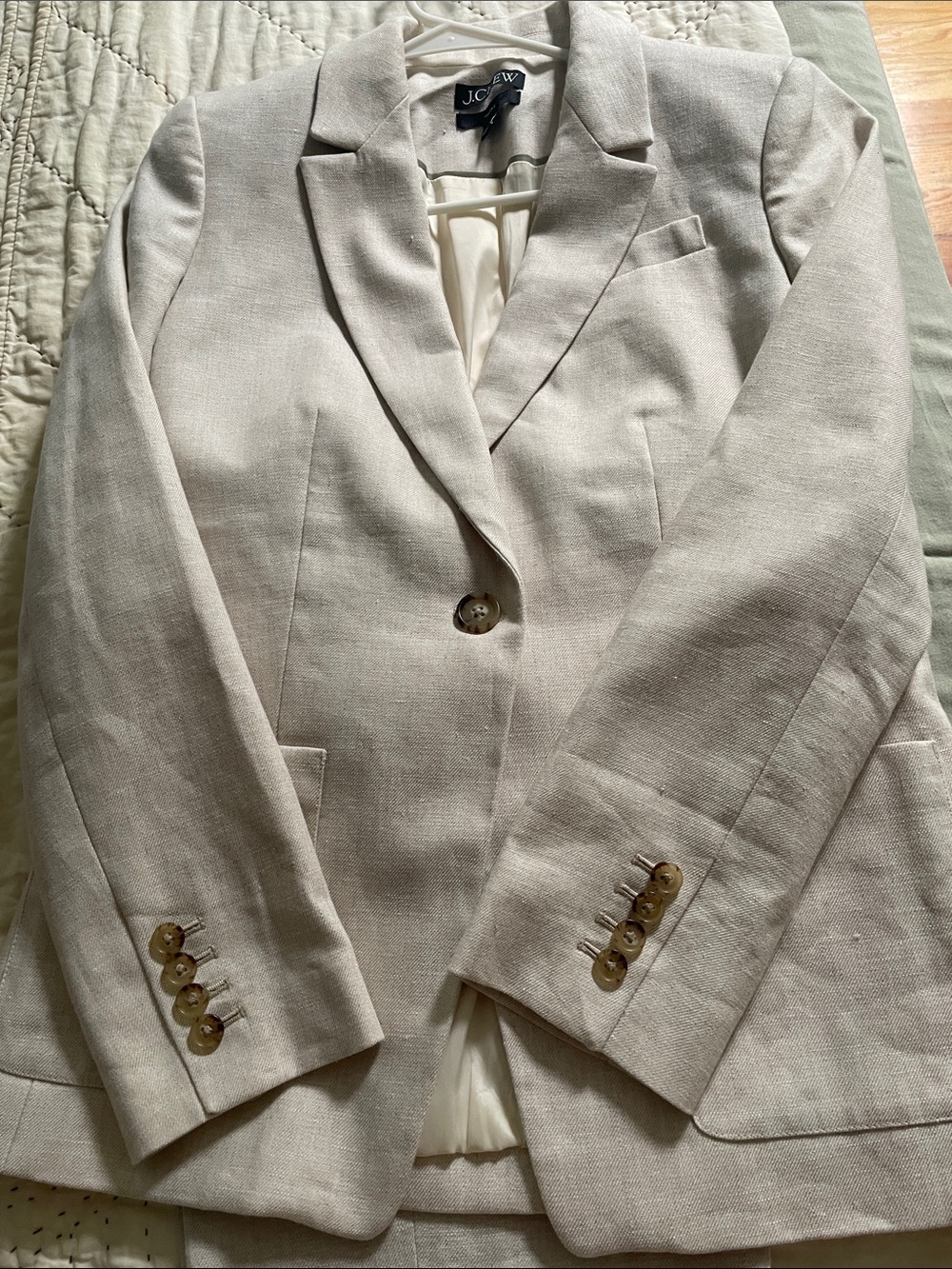 J. Crew Light Cream Single-Button Linen-Blend Blazer